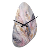 Pink Feather Wanderlust - Asymmetric Metal Wall Clock