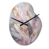 Pink Feather Wanderlust - Asymmetric Metal Wall Clock