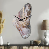 Pink Feather Boho Majesty I - Asymmetric Metal Wall Clock