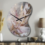 Pink Feather Boho Majesty I - Asymmetric Metal Wall Clock