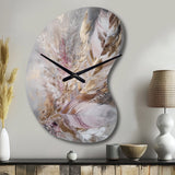 Pink Feather Boho Majesty I - Asymmetric Metal Wall Clock