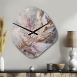 Pink Feather Boho Majesty I - Asymmetric Metal Wall Clock