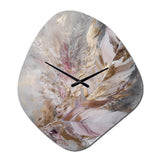 Pink Feather Boho Majesty I - Asymmetric Metal Wall Clock