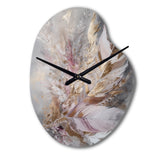 Pink Feather Boho Majesty I - Asymmetric Metal Wall Clock