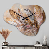 Gold Feather Boho Majesty - Asymmetric Metal Wall Clock