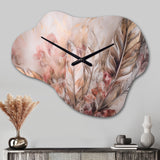 Gold Glamorous Feathers Of Boho Fantasy IV - Asymmetric Metal Wall Clock