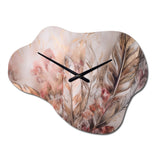 Gold Glamorous Feathers Of Boho Fantasy IV - Asymmetric Metal Wall Clock