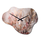 Gold Glamorous Feathers Of Boho Fantasy IV - Asymmetric Metal Wall Clock