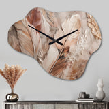Gold Glamorous Feathers Of Boho Fantasy V - Asymmetric Metal Wall Clock