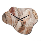 Gold Glamorous Feathers Of Boho Fantasy V - Asymmetric Metal Wall Clock