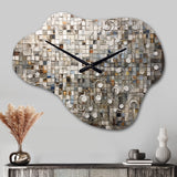 Brown And White Bohemian Medley - Asymmetric Metal Wall Clock