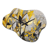 Yellow And Grey Patterns In Artistic Fusion - Asymmetric Metal Wall Clock