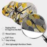 Yellow And Grey Patterns In Artistic Fusion - Asymmetric Metal Wall Clock