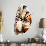 Brown And Cream Earthen Elegant Vase I - Asymmetric Metal Wall Clock
