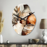 Brown And Cream Earthen Elegant Vase I - Asymmetric Metal Wall Clock