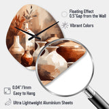 Brown And Cream Earthen Elegant Vase II - Asymmetric Metal Wall Clock