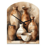 Brown And Cream Earthen Elegant Vase III - Asymmetric Metal Wall Clock