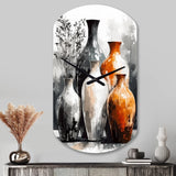 Brown And Grey Earthen Elegant Vase - Asymmetric Metal Wall Clock