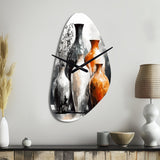 Brown And Grey Earthen Elegant Vase - Asymmetric Metal Wall Clock