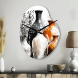 Brown And Grey Earthen Elegant Vase - Asymmetric Metal Wall Clock