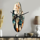 Green And Orange Soulful Ceramic Vase - Asymmetric Metal Wall Clock