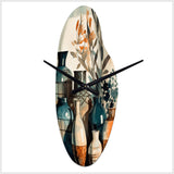 Green And Orange Soulful Ceramic Vase - Asymmetric Metal Wall Clock