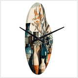 Green And Orange Soulful Ceramic Vase - Asymmetric Metal Wall Clock