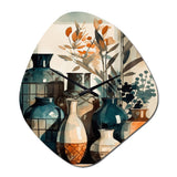 Green And Orange Soulful Ceramic Vase - Asymmetric Metal Wall Clock