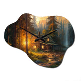 Forest Escape Cabin I - Asymmetric Metal Wall Clock