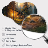Forest Escape Cabin I - Asymmetric Metal Wall Clock