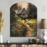 Quaint Cottage And Garden Oasis I - Asymmetric Metal Wall Clock
