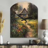 Quaint Cottage And Garden Oasis I - Asymmetric Metal Wall Clock