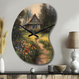 Quaint Cottage And Garden Oasis I - Asymmetric Metal Wall Clock