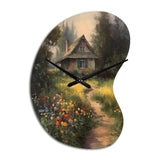 Quaint Cottage And Garden Oasis I - Asymmetric Metal Wall Clock