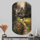 Quaint Cottage And Garden Oasis I - Asymmetric Metal Wall Clock