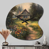 Quaint Cottage And Garden Oasis I - Asymmetric Metal Wall Clock