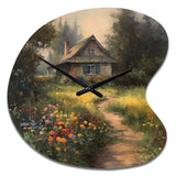 Quaint Cottage And Garden Oasis I - Asymmetric Metal Wall Clock