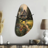 Quaint Cottage And Garden Oasis I - Asymmetric Metal Wall Clock