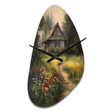 Quaint Cottage And Garden Oasis I - Asymmetric Metal Wall Clock