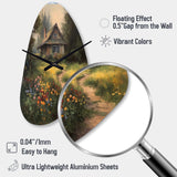 Quaint Cottage And Garden Oasis I - Asymmetric Metal Wall Clock