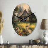 Quaint Cottage And Garden Oasis I - Asymmetric Metal Wall Clock
