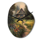 Quaint Cottage And Garden Oasis I - Asymmetric Metal Wall Clock