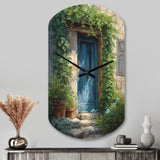 Blue And Beige Nature'S Front Door Greeting I - Asymmetric Metal Wall Clock