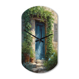 Blue And Beige Nature'S Front Door Greeting I - Asymmetric Metal Wall Clock