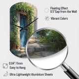Blue And Beige Nature'S Front Door Greeting I - Asymmetric Metal Wall Clock