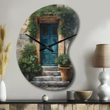 Blue And Beige Nature'S Front Door Greeting II - Asymmetric Metal Wall Clock