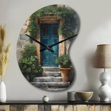 Blue And Beige Nature'S Front Door Greeting II - Asymmetric Metal Wall Clock