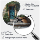 Blue And Beige Nature'S Front Door Greeting II - Asymmetric Metal Wall Clock