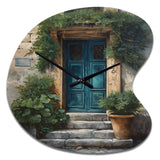 Blue And Beige Nature'S Front Door Greeting II - Asymmetric Metal Wall Clock