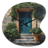 Blue And Beige Nature'S Front Door Greeting II - Asymmetric Metal Wall Clock